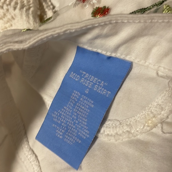 Hydraulic White Denim Mesh Overlay Floral Butterfly Tribeca Mid Rise Mini Skirt - Picture 8 of 12